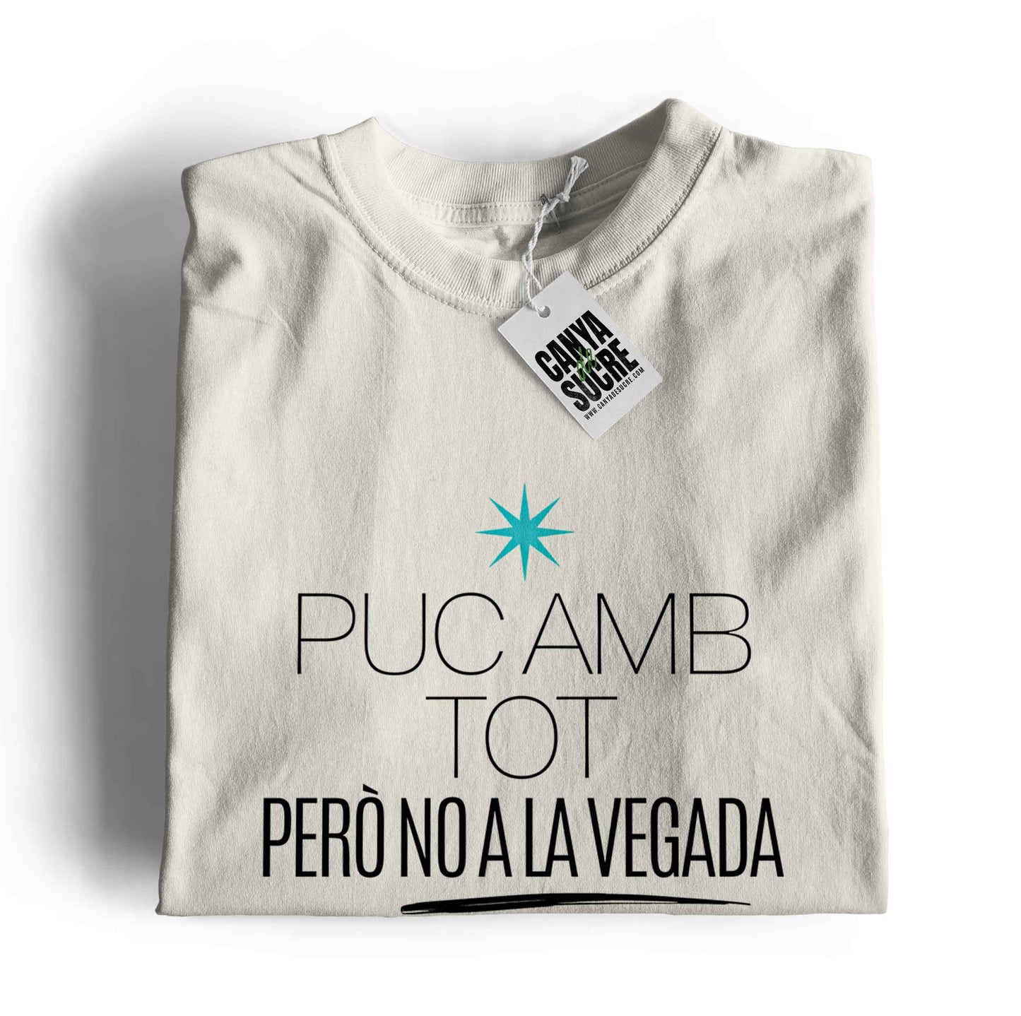 Samarreta blanc vintage amb la frase "puc amb tot però no a la vegada" al pit. Disseny originat de canya de sucre.