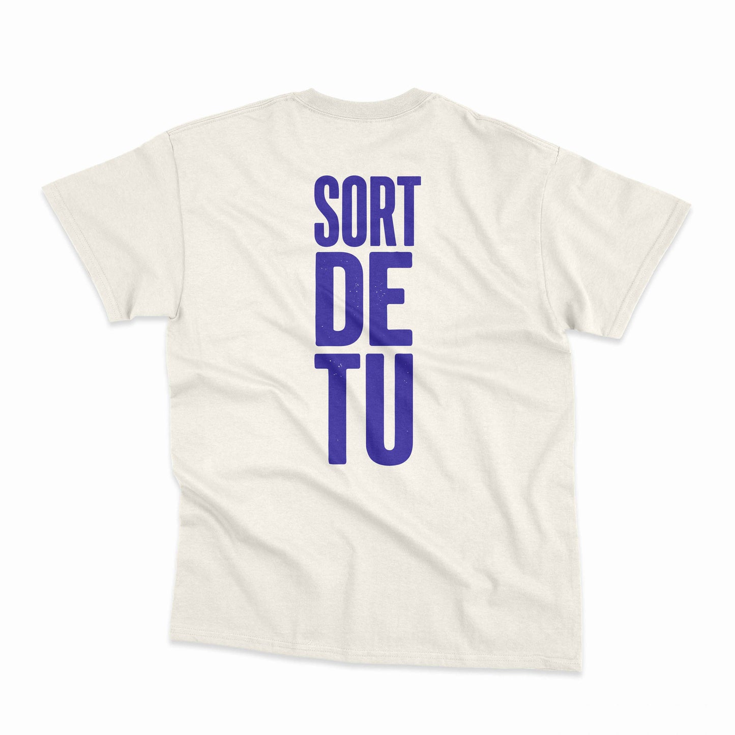 Samarreta amb disseny d'Oques Grasses, "sort de tu", disseny original de Canya de Sucre en blanc vintage